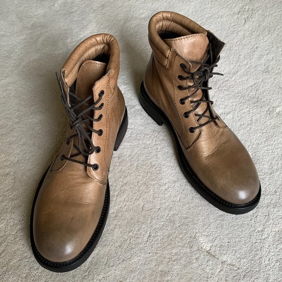 Italian Hand-Made BOEMOS ‘Timberland’ BURNISHED LEATHER Ankle BOOTS Sz 8.5-9 US - Picture 2 of 14